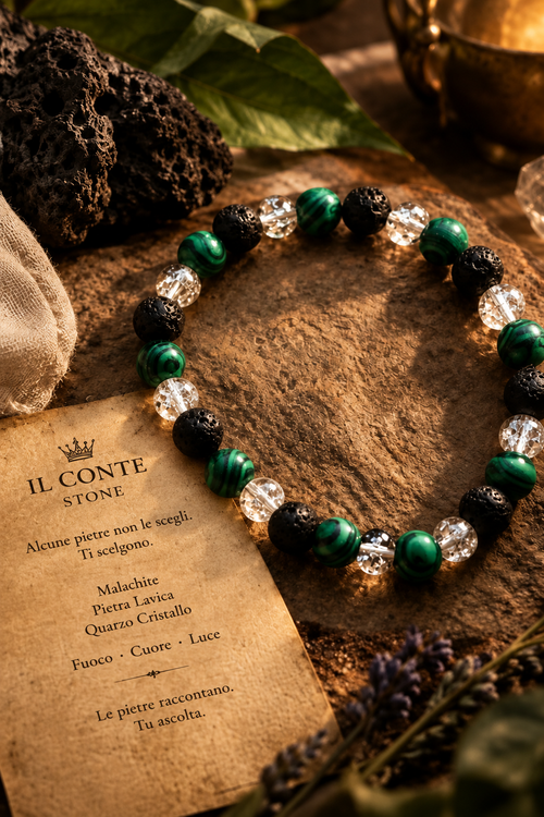 Braccialetto Malachite Pietra Lavica Quarzo – stile originale